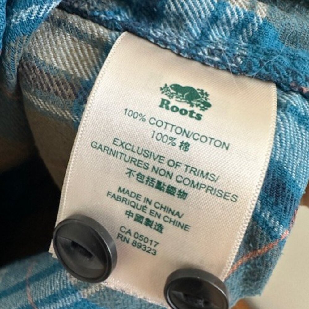 Mens Roots Canada small plaid shirt. 100% cotton - Picture 4 of 6